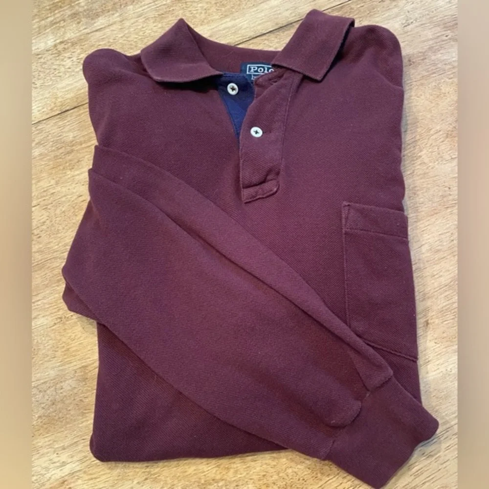 Polo by Ralph Lauren Men’s‎ Sm Maroon Pique Knit Long Sleeve Pullover W/ Pocket